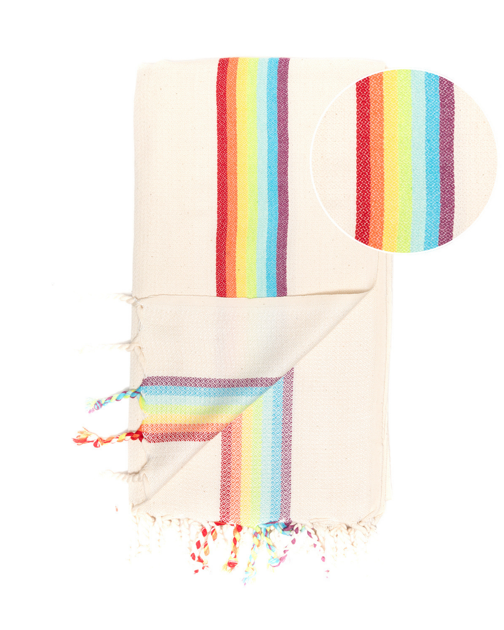 BAMBOO RAINBOW Beach Towel, Turkish Hammam Towel, Spa & Sauna Towel / Made of Bamboo and Cotton / Beige
