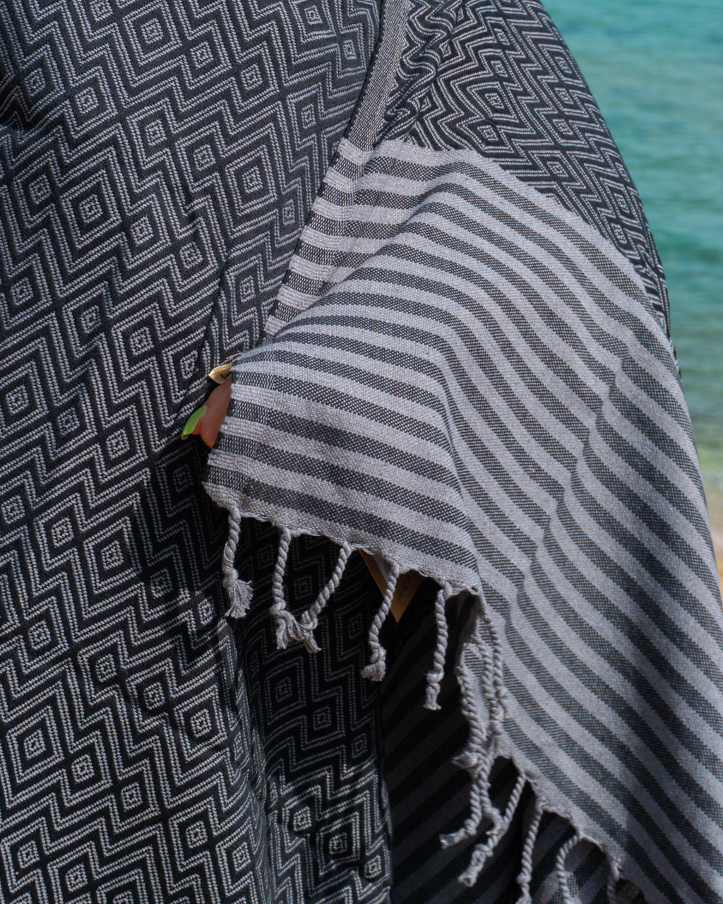 SAHARA Hammam Beach Towel, Spa Sauna Towel - Black