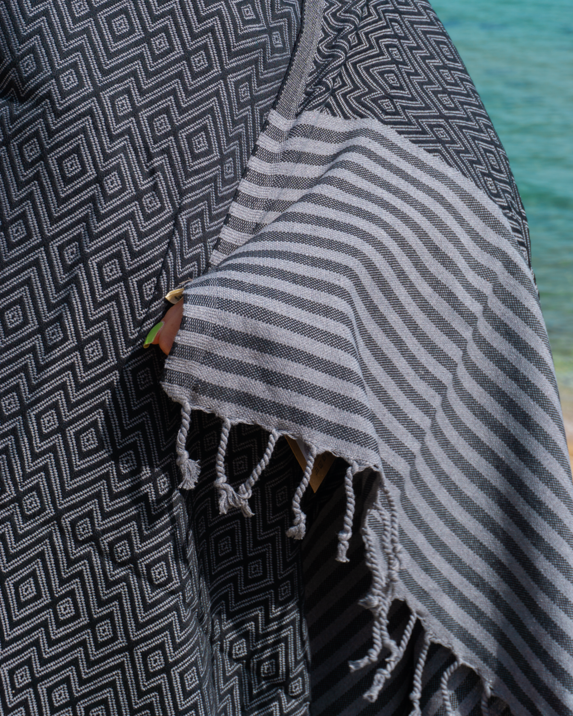 SAHARA Hammam Beach Towel, Spa Sauna Towel - Black