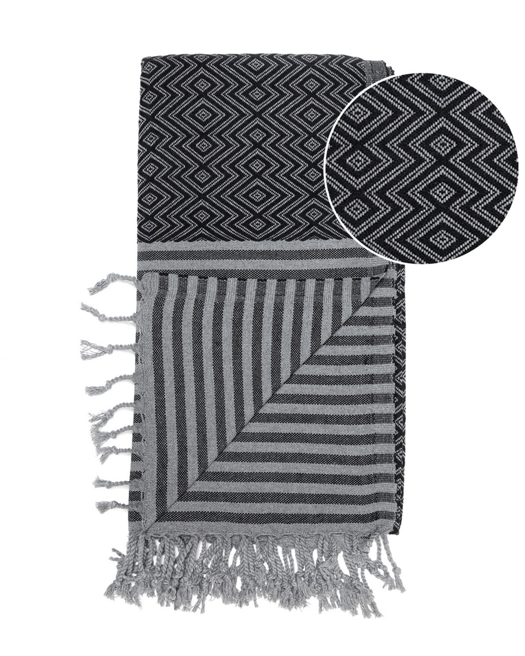 SAHARA Hammam Beach Towel, Spa Sauna Towel - Black